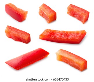 Paprika. Pepper Slice Isolated. Red Bell Pepper. Red Peppers. With Clipping Path.