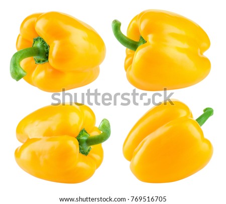 Paprika. Pepper yellow. Bell pepper isolated on white. With clipping path. Full depth of field.