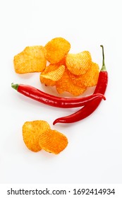 Paprika potato chips with chili peppers