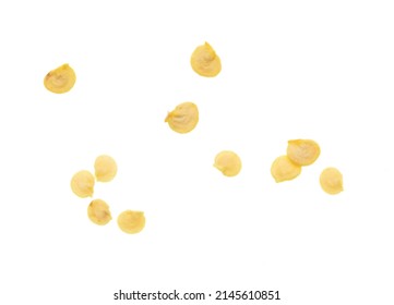 Paprika Seeds Isolated On White Background. Macro