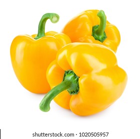 Paprika. Yellow pepper. Sweet bell peppers isolated.  With clipping path. Full depth of field.