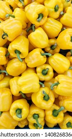 Paprika. Yellow pepper. Sweet bell peppers, top veiw photo of Yellow pepper for background texture