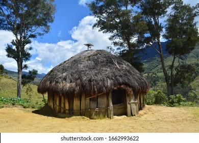 Papua, Indonesia - 09/25/2018: The traditional house of Papua (Honai).