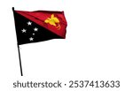 Papua New Guinea flag, backlit on white background. Can be used as background or news report. Deliberately leaving white space on the left and right, news title design     