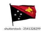 Papua New Guinea flag, backlit on white background. Can be used as background or news report. Deliberately leaving white space on the left and right, news title design     