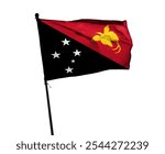 Papua New Guinea flag, backlit on white background. Can be used as background or news report. Deliberately leaving white space on the left and right, news title design     