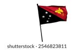 Papua New Guinea flag, backlit on white background. Can be used as background or news report. Deliberately leaving white space on the left and right, news title design     