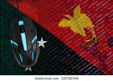 Papua New Guinea flag  and computer mouse. Digital threat, illegal actions on the Internet - Powered by Shutterstock