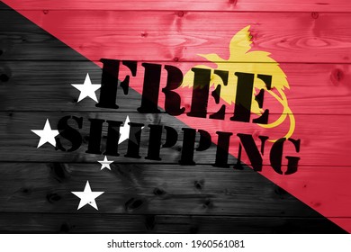 Papua New Guinea flag, Free Shipping on wooden transport box with flag Logistics Concept