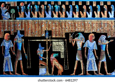 Papyrus with elements of egyptian ancient civilization