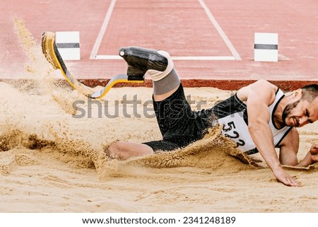 para athlete long jump, landing sand in athletics competition, summer sports games