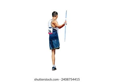 para athlete without leg with crutch javelin throw at athletics isolated on white background, summer sports games - Powered by Shutterstock