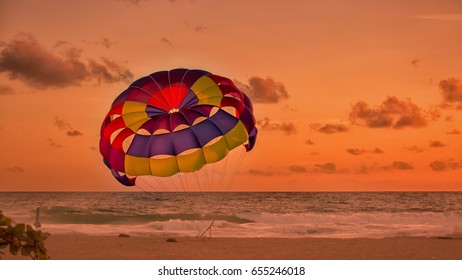 Para Sailing At The Beautiful Sunset On Beach Phuket, Thailand