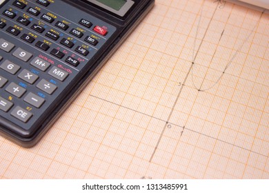 Parabola function on graph paper and engineering calculator.