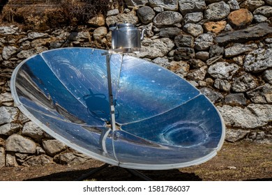 Parabolic Solar Heaters For Hot Water, Pangboche, Everest Base Camp Trek From Tengboche To Dingboche , Nepal