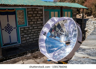 Parabolic Solar Heaters For Hot Water, Pangboche, Everest Base Camp Trek From Tengboche To Dingboche , Nepal