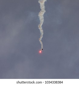 Parachute Distress Signal Rocket Falling Down.