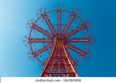 The Parachute Jump attraction at Coney Island theme parks in New York City. Perspective view from the ground. - Powered by Shutterstock