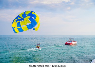 Parachute Water Fun Flight By Parachute Stock Photo 1215398533 ...