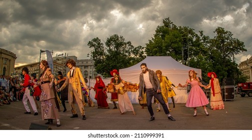 Parade and street theatre in Bucharest before the pandemic 13 July 2019