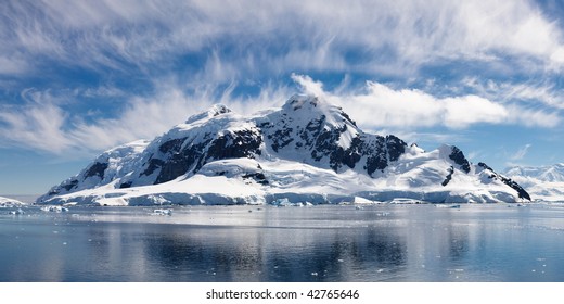 Paradise Bay, Antarctica - Panoramic View Of The Majestic Icy Wonderland Near The South Pole