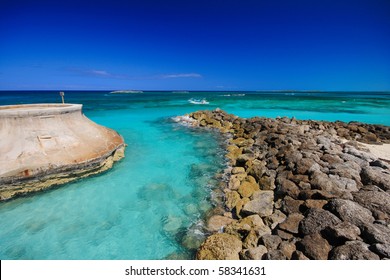 Paradise Beach In Nassau City , Bahamas.