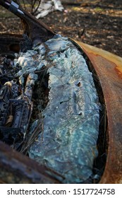 Paradise, CA/ United States- March 1, 2019: Remnants Of A Burned Vehicle In Paradise, California After The Camp Fire That Occurred In November 2018. 