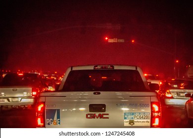 Paradise, California / USA - November 8th 2018: Camp Fire Turns Day Into Night. Taken At The Intersection Of Skyway And Oliver