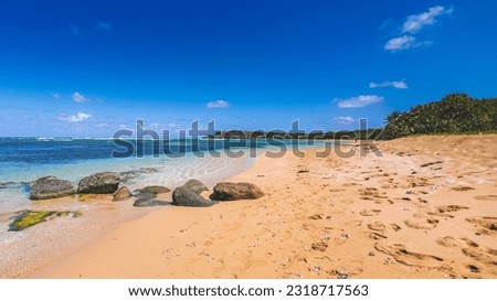 Paradise found at a hidden beach in Puerto Rico Playa Escondida with its turquoise waters and isolated beach. near Fajardo. High quality photo