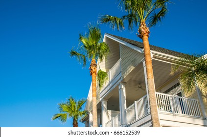 Paradise On Padre Island Old Historic Building With Palm Trees Rising Above Beach Vacation Home