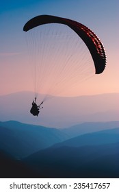 Paraglide in a Carpathian mountains