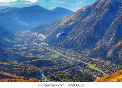 Paragliding Above Chamonix Mont Blanc, France