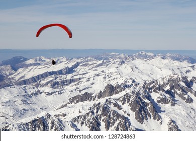 Paragliding above the French alps