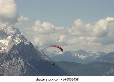 Paragliding Against The German Zugspitze