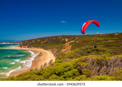 Paragliding Along The Coast Of The Great Ocean Road, Victoria - Australia.