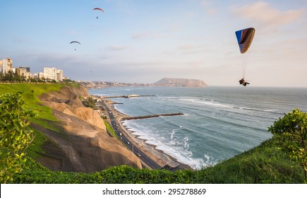 Paragliding In Miraflores, Peru.