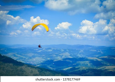 Paragliding in the sky. Extreme sport.