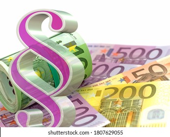 Paragraph In Front Of Many Euro Banknotes