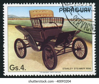 PARAGUAY -CIRCA 1986: The Stanley Motor Carriage Company Was A Steam Engine Vehicle Manufacturer That Operated Between 1902 And 1924, Circa 1986.