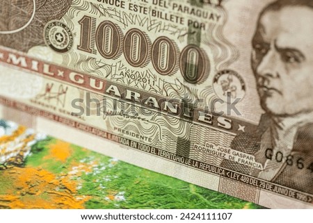 Paraguay money, Paraguayan currency, Paraguayan guaranies exchange rate, Financial concept