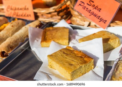 Paraguayan Dish Called Sopa Paraguaya At A Street Food Market