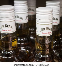 PARAINEN, FINLAND - APRIL 23, 2013: Jim Beam bourbon corn whiskey was first introduced 1795 in Kentucky, U.S.A.