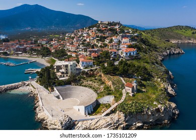 Paralio Astros cityscape, view from drone, Arcadia, Greece