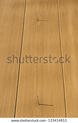 Similar – Image, Stock Photo Combine harvester harvests grain field in the evening light from the air