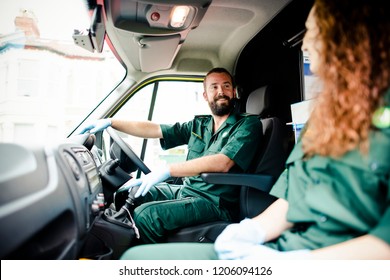 Paramedic Man Driving An Ambulance