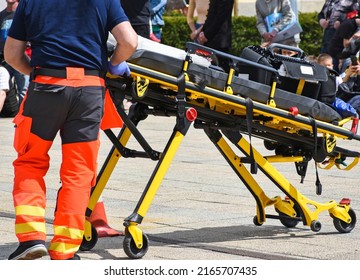 Paramedic With A Stretcher On The Street