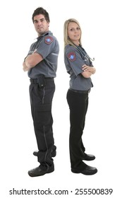 Paramedic Team Employee In The Front Of A White Background