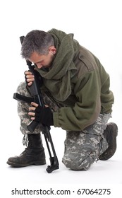 Paramilitary Soldier Isolated In White Background