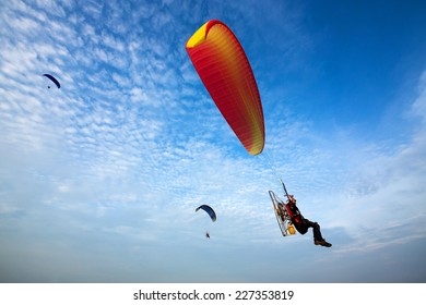 Para-motor flying in the sky