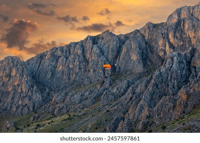 Paramotor, Paragliding, Mountains. Flying in the clouds, Erzincan, Turkey - Powered by Shutterstock